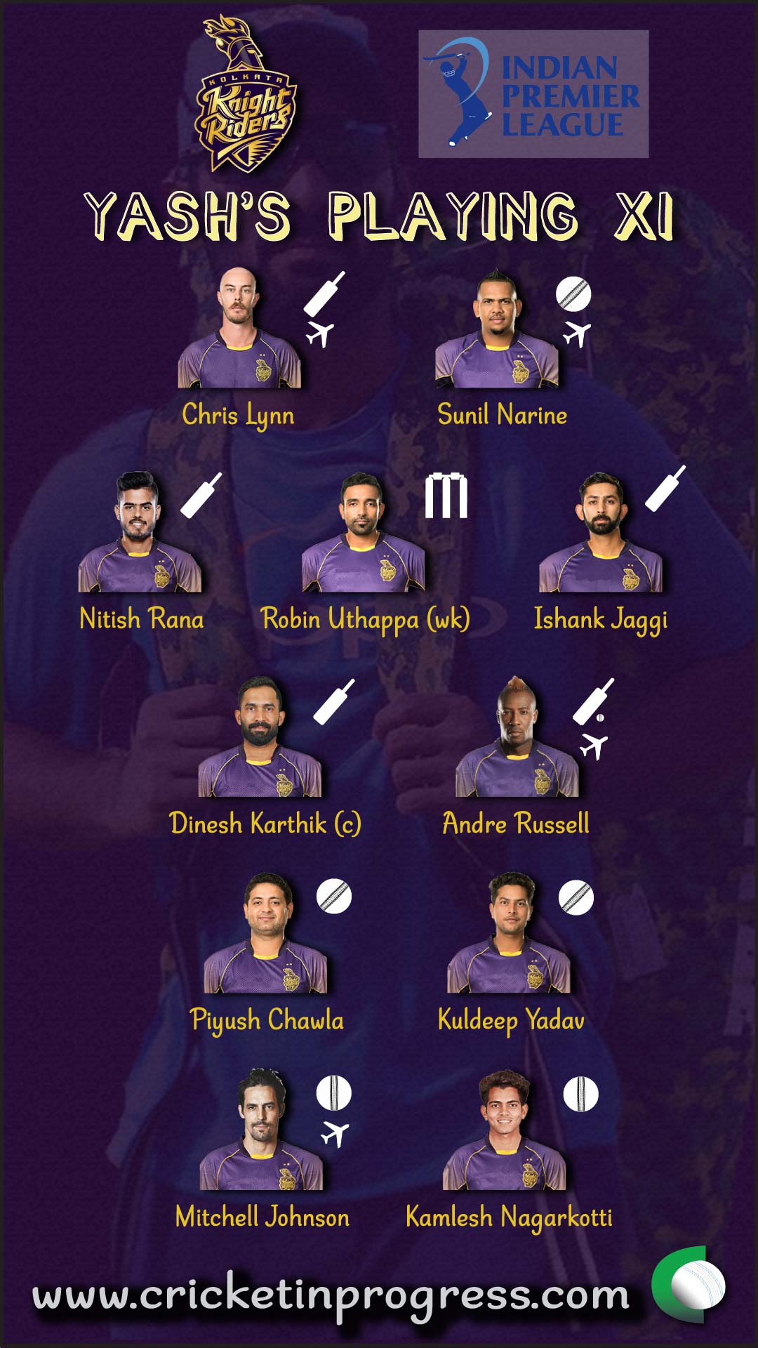 KKR Yash Playing XI 2018